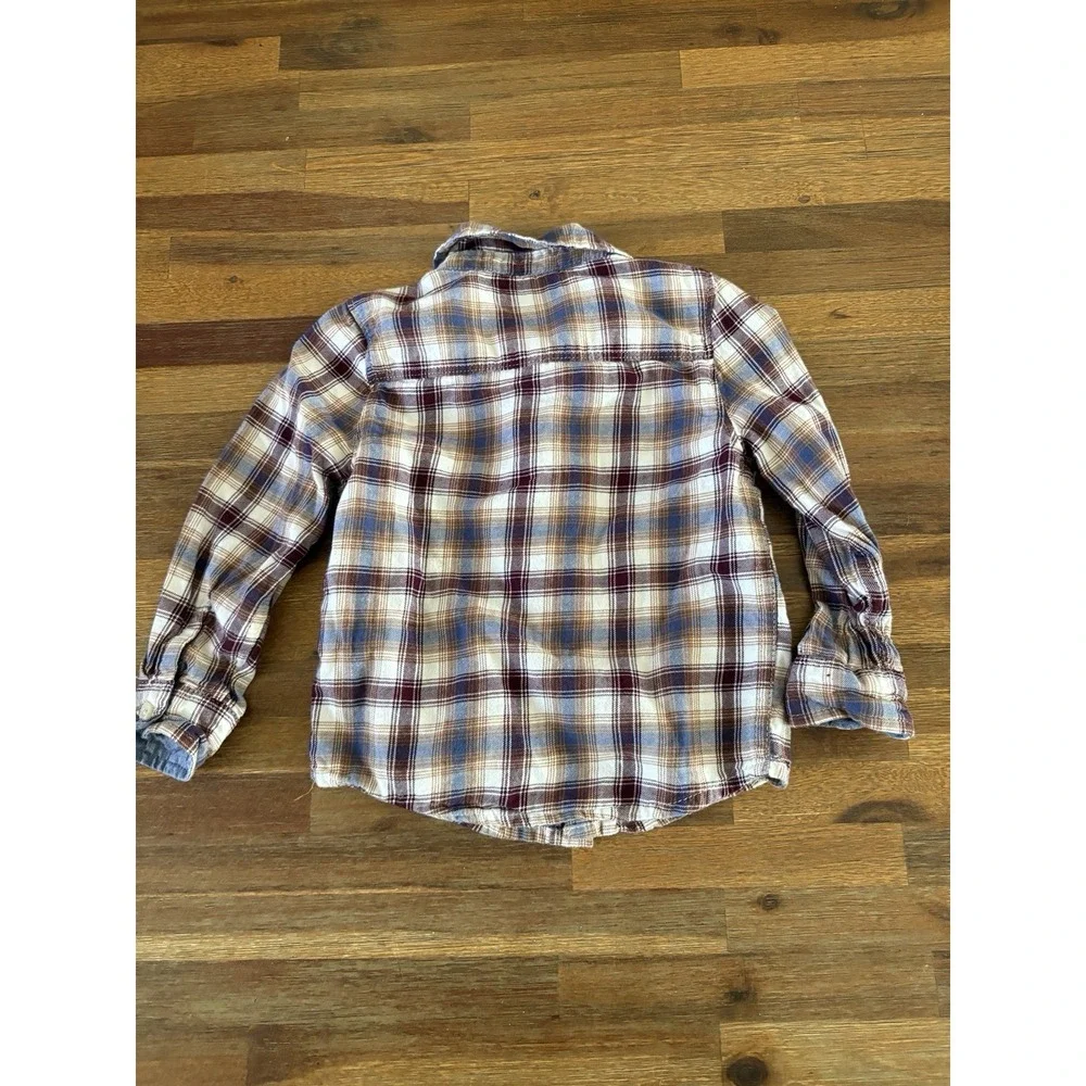 OshKosh B'gosh Flannel Shirt Baby Boys Size 12M Brown Plaid‎ Long Sleeve Woven
